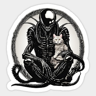Xenomorph and a cat Sticker